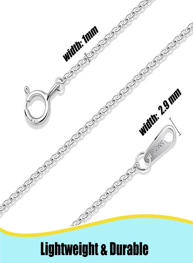 Fiusem Sterling Silver Chain Necklace for Women, 1 mm Thin 925 Sterling Silver Cable Chain, Small Chain 20 Inch - Image 5